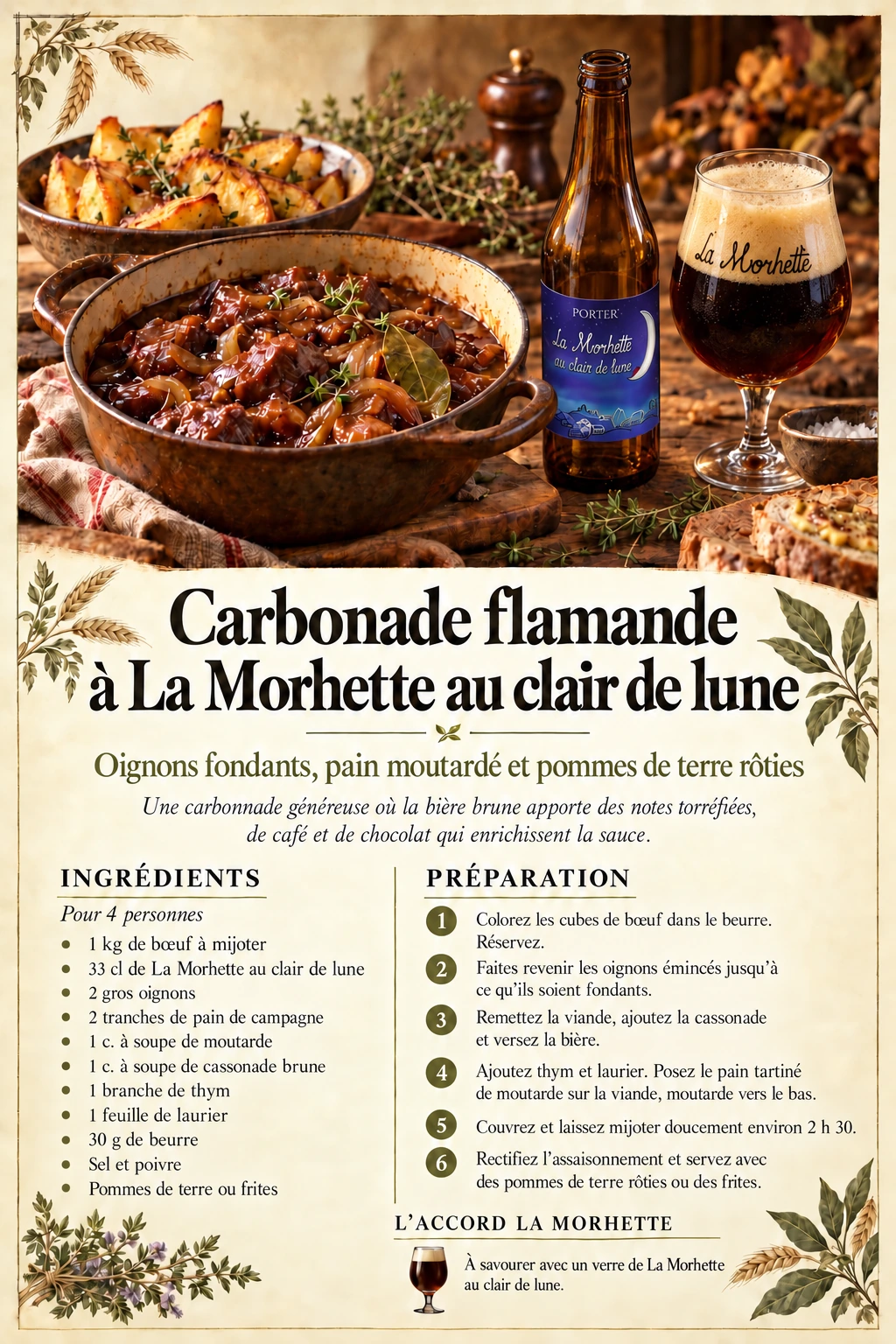 Carbonnade flamande à La Morhette au clair de lune