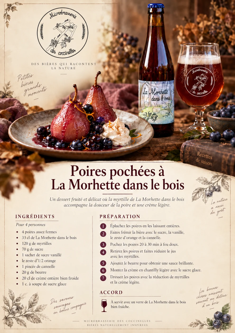 Poires pochées à La Morhette dans le bois
